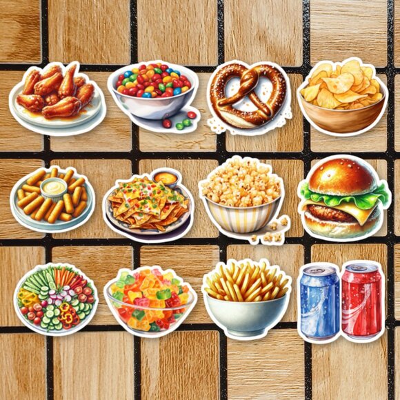 Watercolor Food Sticker Pack of 12 Vinyl Stickers - Waterproof Die Cut Stickers - Picture 1 of 4